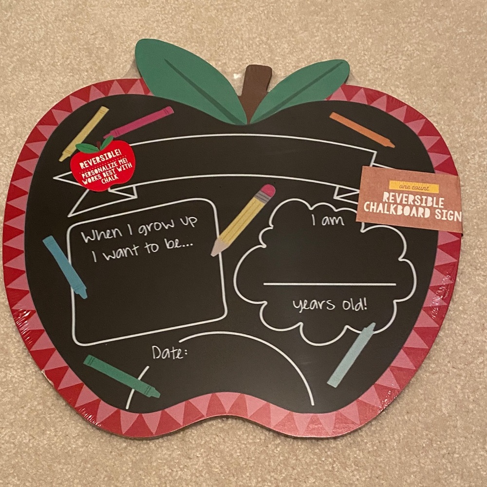 Apple Shaped Reversible Chalkboard Sign